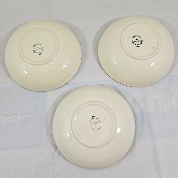 Vtg Metlox Poppytrail California Strawberry Ceramic Soup Salad Bowls – Set of 3 - Picture 11 of 16